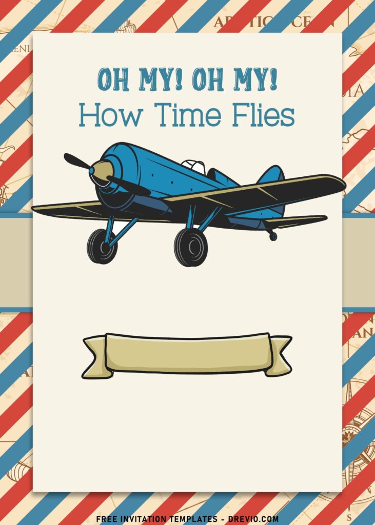 9+ Airplane Birthday Invitation Templates For Boys Birthday with Blue Biplane graphic