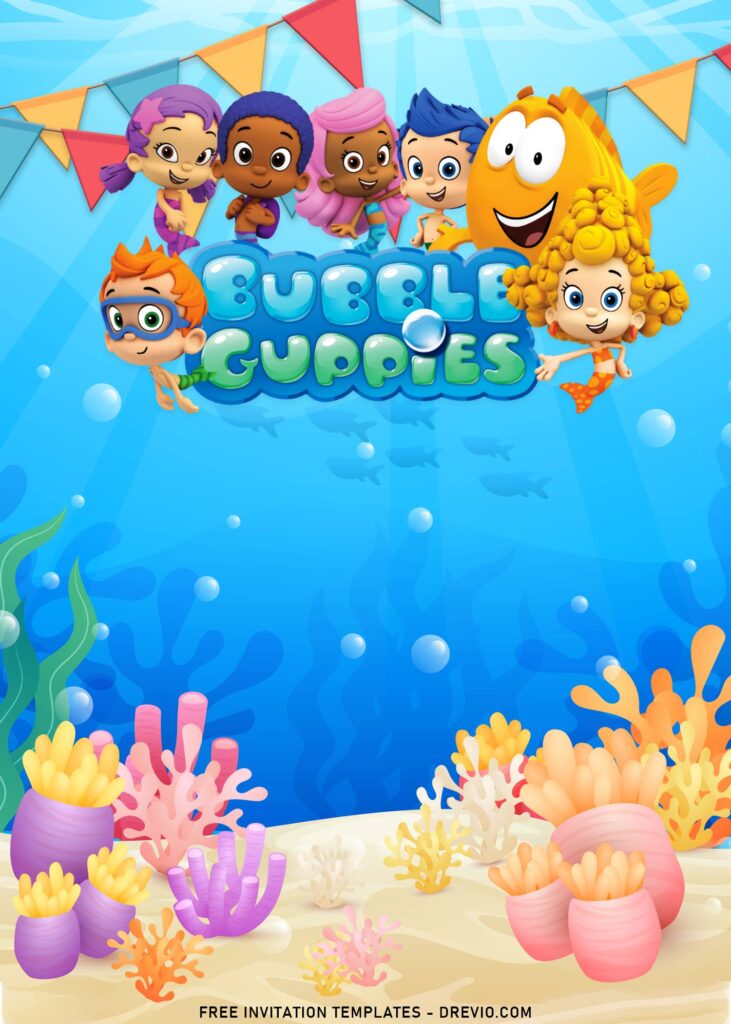 9+ Adorable Bubble Guppies Birthday Invitation Templates with 