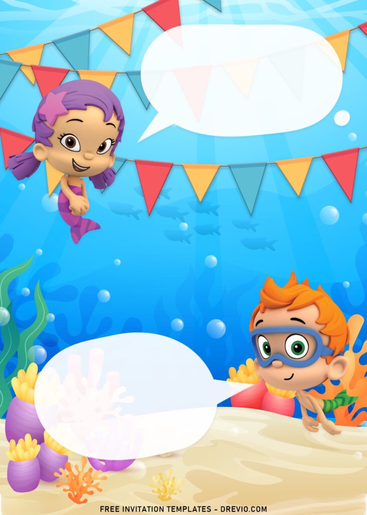 9+ Adorable Bubble Guppies Birthday Invitation Templates with cute comic bubble speech