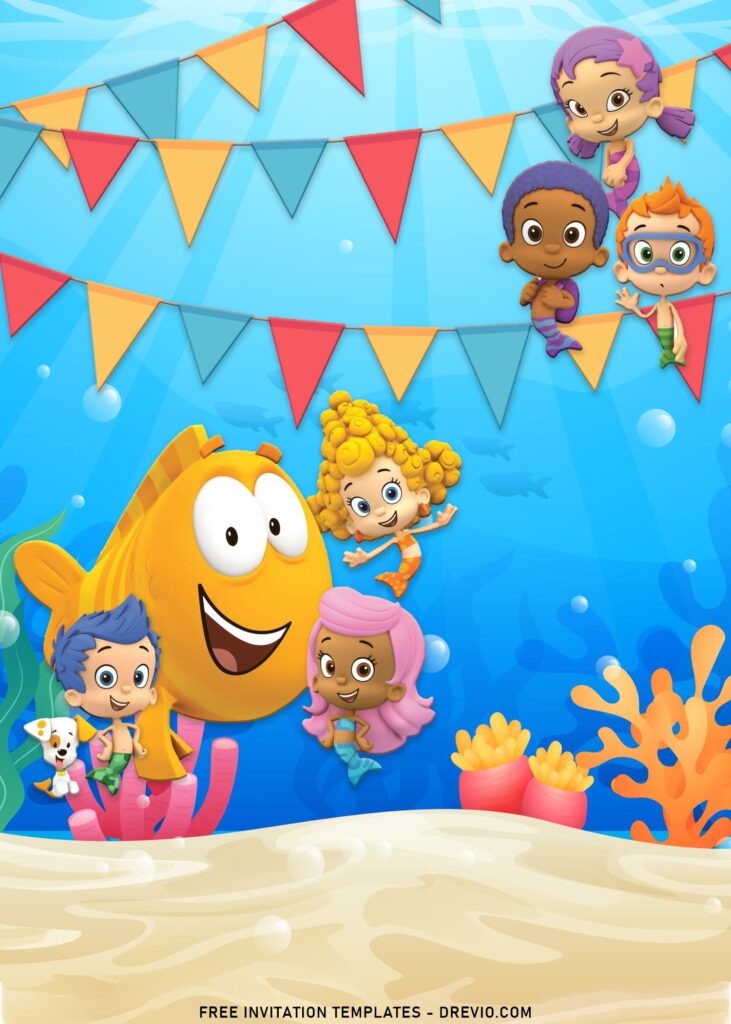 9+ Adorable Bubble Guppies Birthday Invitation Templates with Under the sea background
