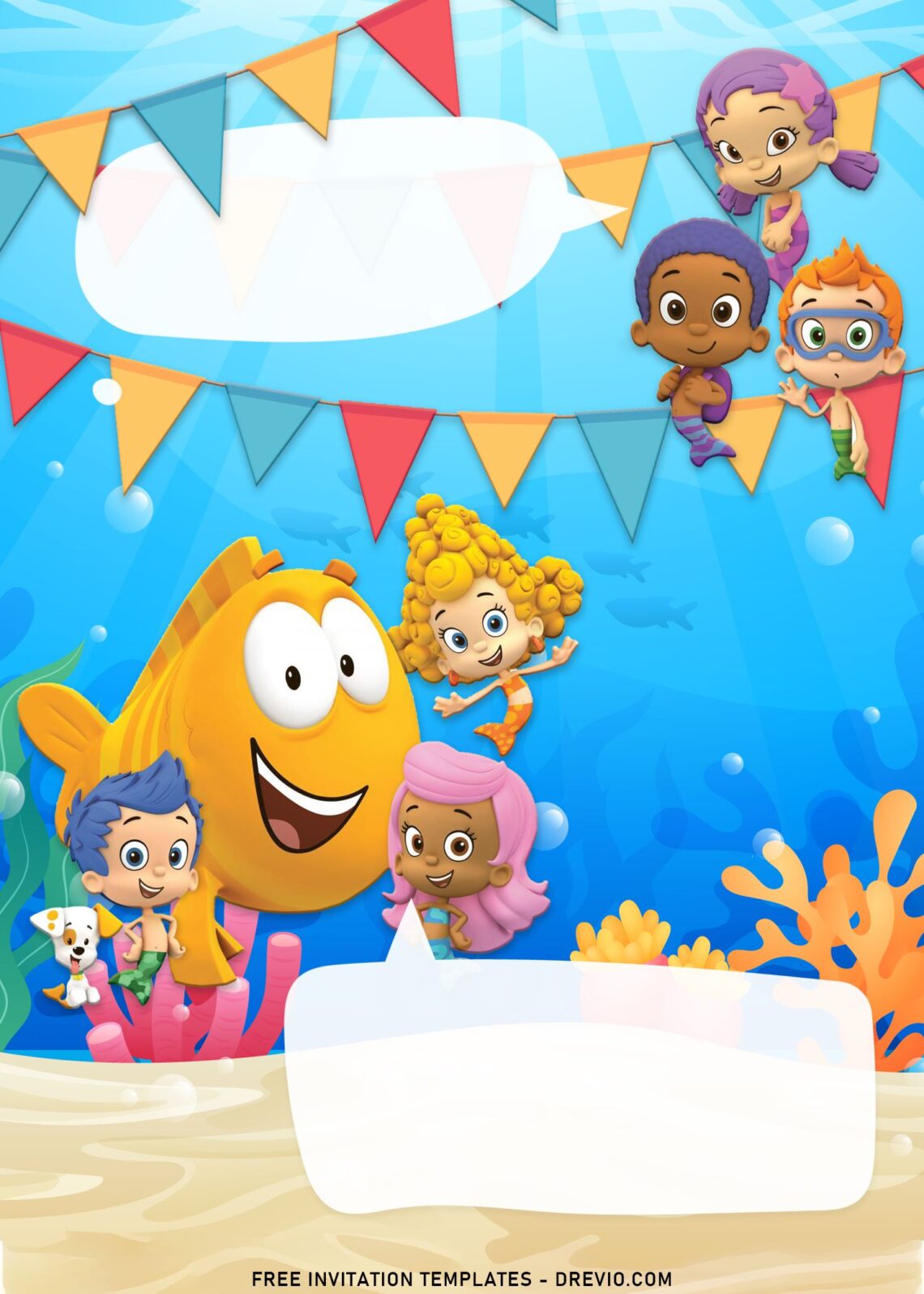 9+ Adorable Bubble Guppies Birthday Invitation Templates with Oona and MerCat