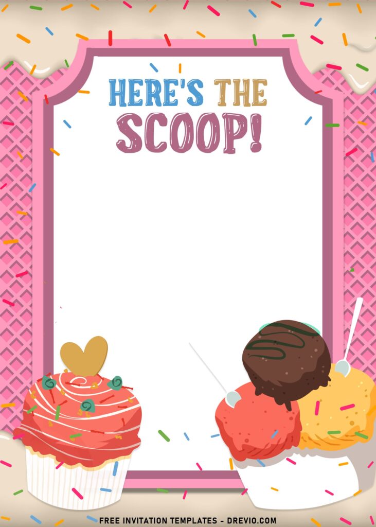 9+ Ice Cream Party Invitation Templates For Fun And Sweet Party With Friends and has yummy scoops of ice cream and cupcake