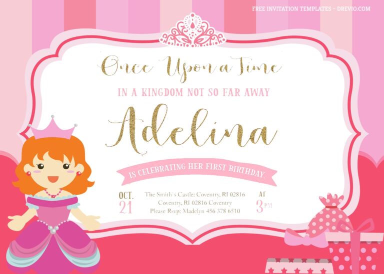 8+ Pinky Sweet Princesses Birthday Invitation Templates | Download ...