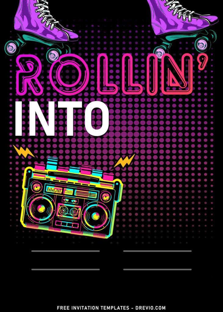 9+ Retro Roller Skating Birthday Invitation Templates with Retro Boombox