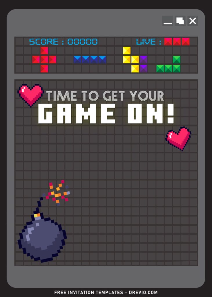 9+ Tetris Theme Birthday Invitation Templates with Pixel Bomb