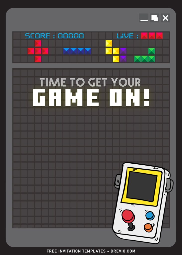 9+ Tetris Theme Birthday Invitation Templates with cute Tetris bricks