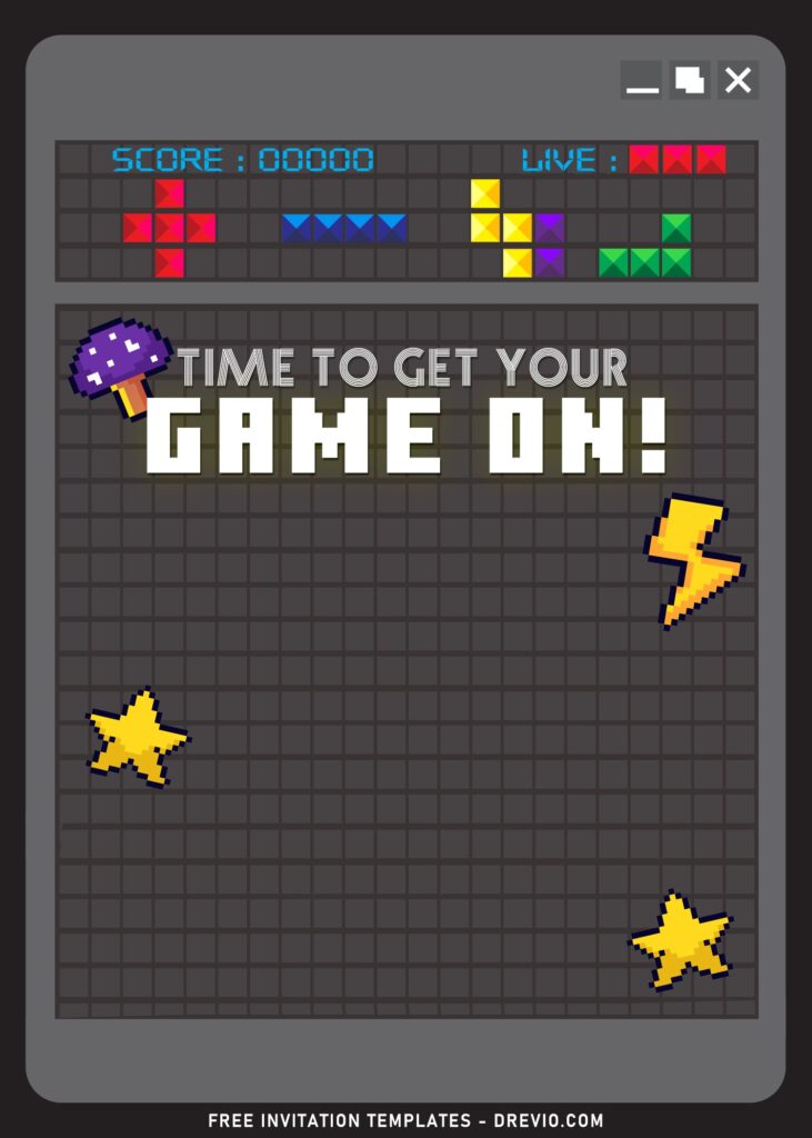 9+ Tetris Theme Birthday Invitation Templates with pixel background