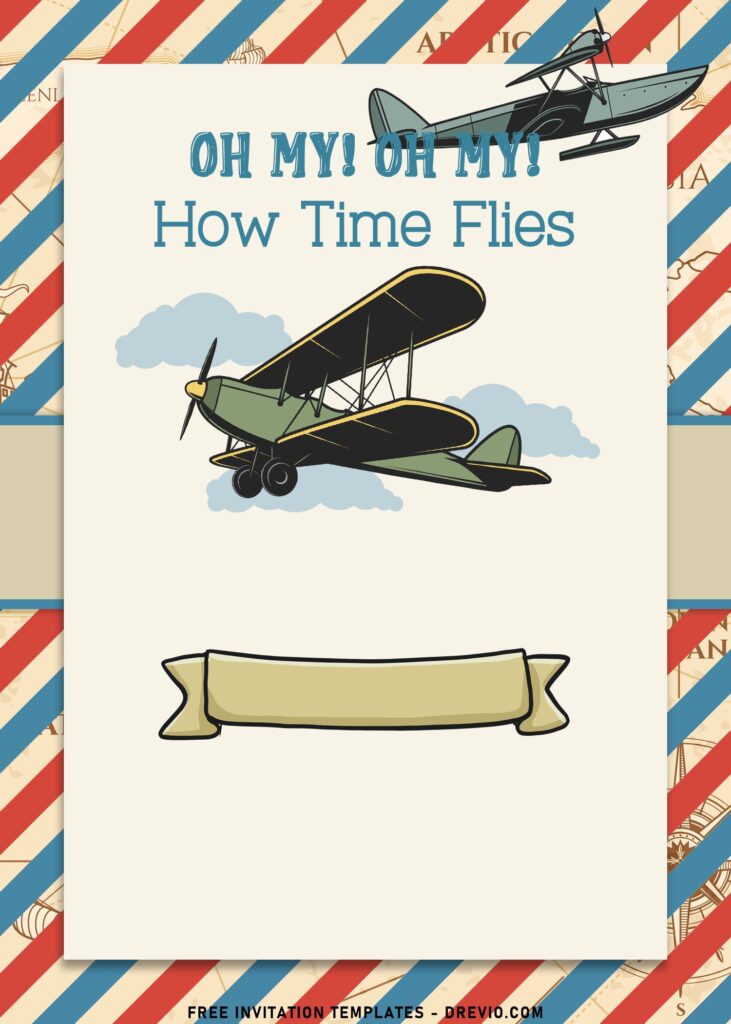 9+ Airplane Birthday Invitation Templates For Boys Birthday with Airmail inspired border