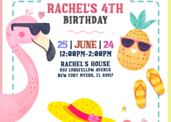 7+ Lovely Summer Birthday Invitation Templates With Flamingo