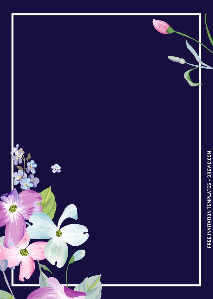 10+ Fancy Dogwood Flowers Birthday Invitation Templates with deep blue navy background