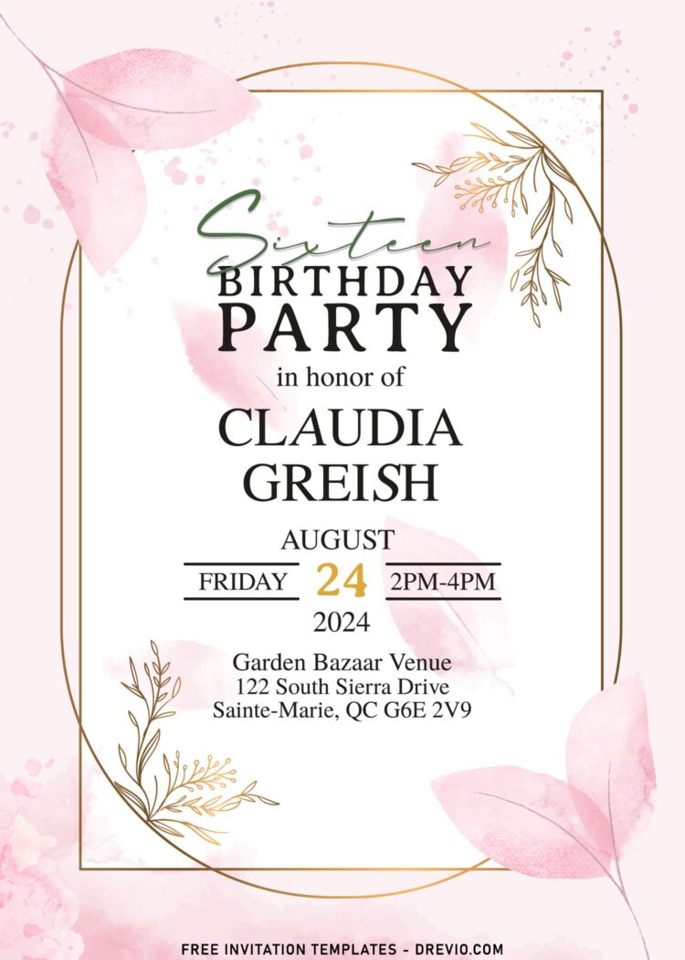 11+ Muted Greenery Birthday Invitation Templates - Drevio : Free And ...