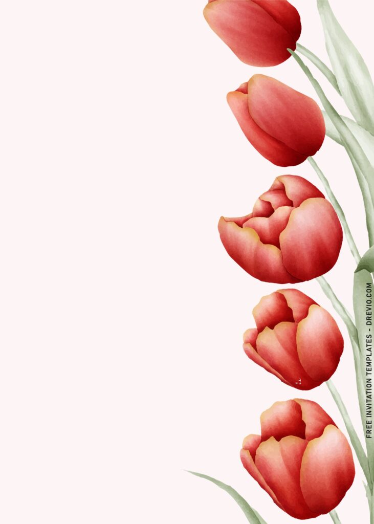 11+ Romantic Tulip Birthday Invitation Templates with watercolor red tulip
