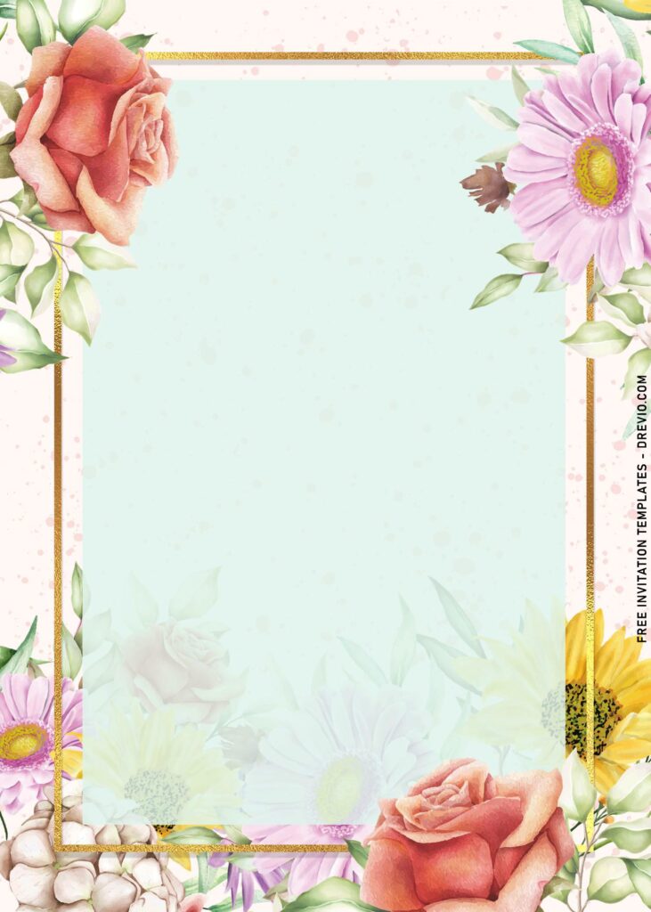 7+ Decorative Garden Floral Invitation Templates with gold frame