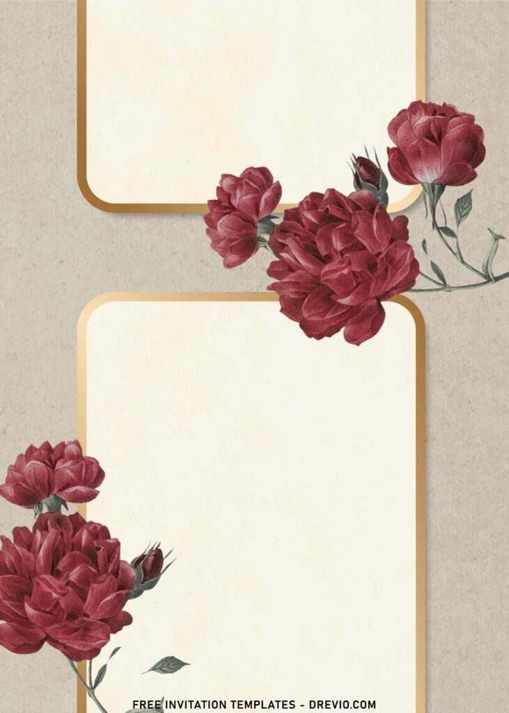 7+ Shabby Chic Floral Wedding Invitation Templates with burgundy red rose