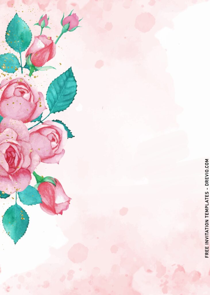 7+ Vintage Geometric Garden Wedding Invitation Templates with blush pink roses