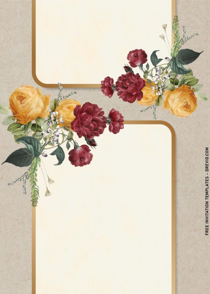 7+ Shabby Chic Floral Wedding Invitation Templates with burgundy and orange marigold