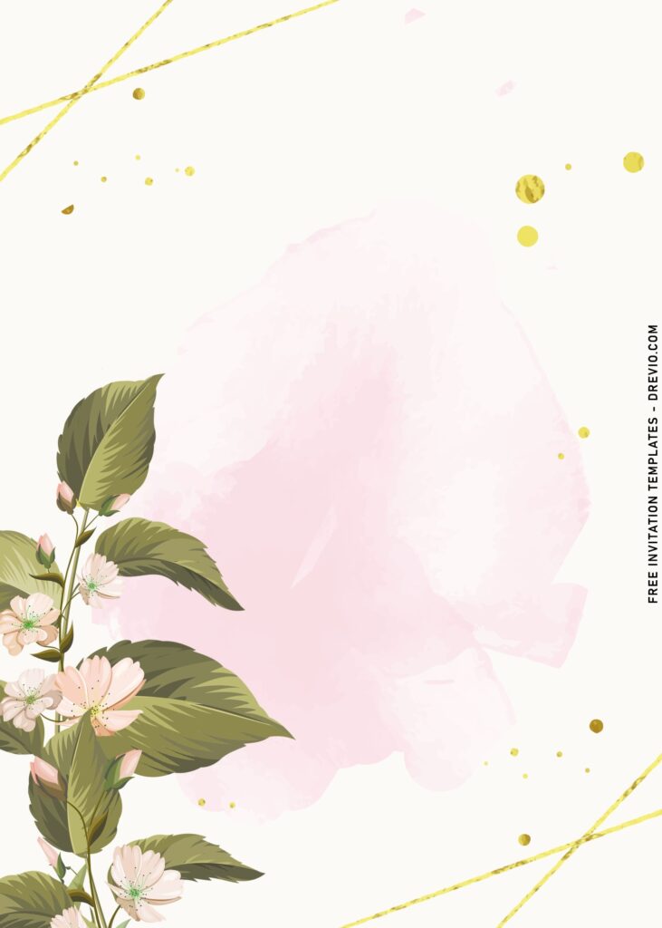 7+ Enchanting Geometric And Botanical Floral Invitation Templates with faux gold glitter