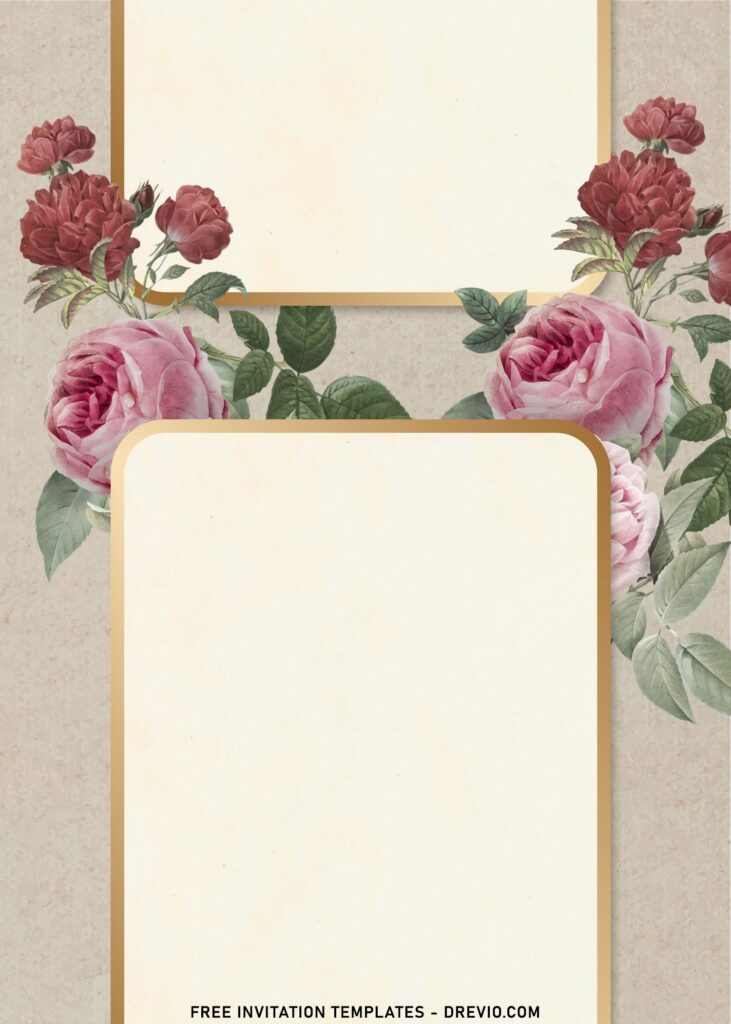7+ Shabby Chic Floral Wedding Invitation Templates with watercolor garden rose