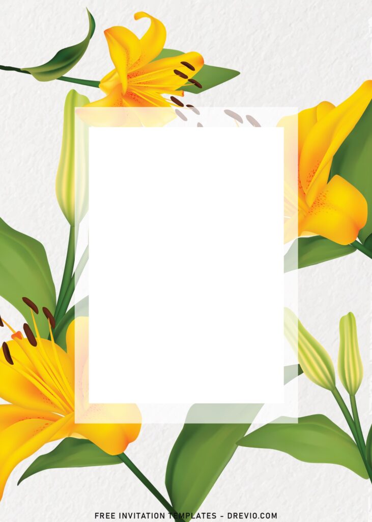 8+ Stunning Yellow Lily Garden Wedding Invitation Templates with beautiful hand drawn lily