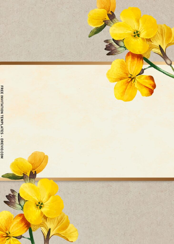 8+ Autumn Blooms Wedding Invitation Templates with yellow daisy