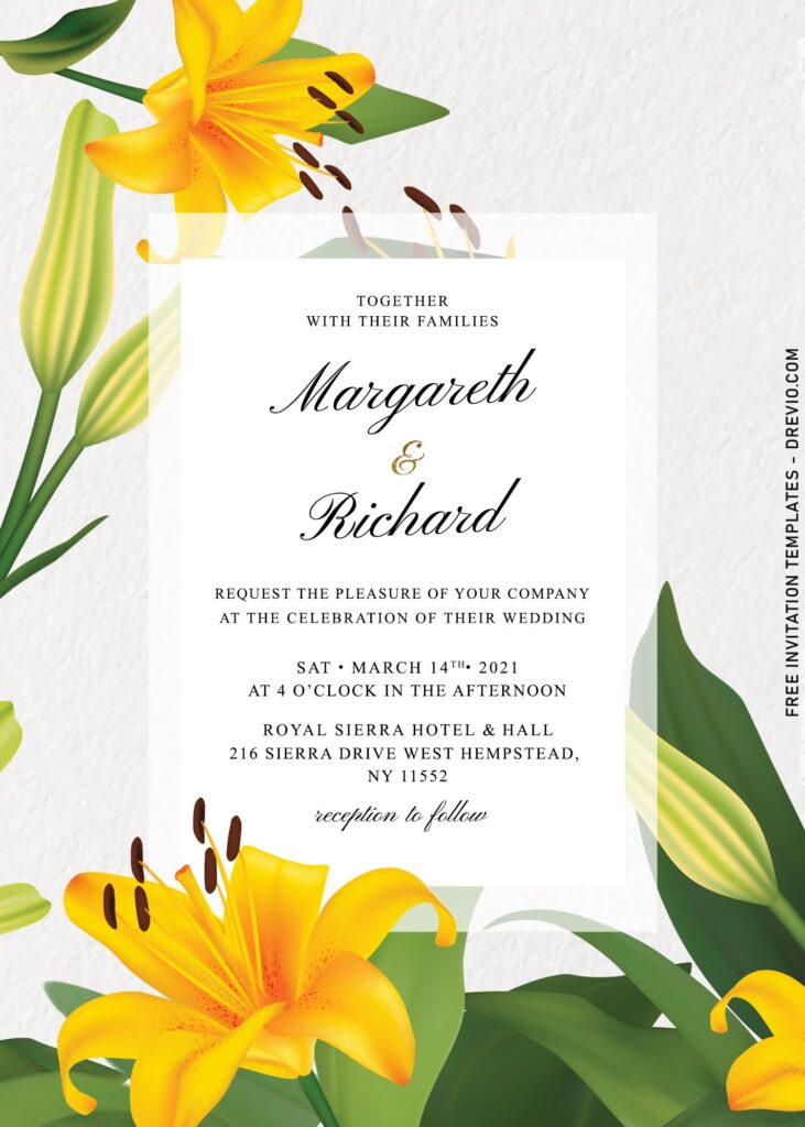 8+ Stunning Yellow Lily Garden Wedding Invitation Templates