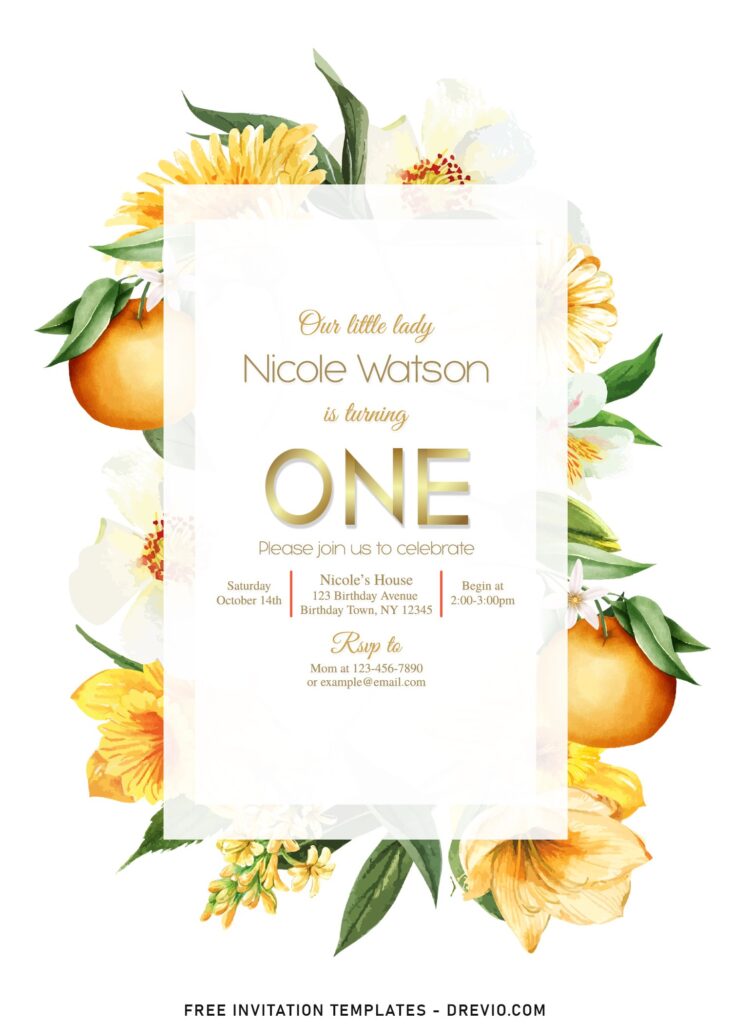 8+ Botanical Orange Blossom Floral Birthday Invitation Templates