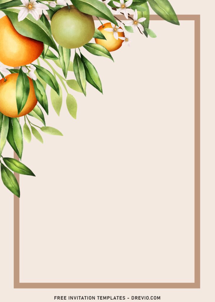 8+ Botanical Orange Blossom Floral Birthday Invitation Templates with botanical greenery