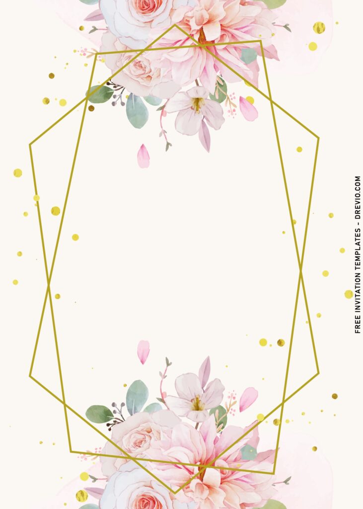 8+ Dusty Rose Floral Wedding Invitation Templates with geometric pattern