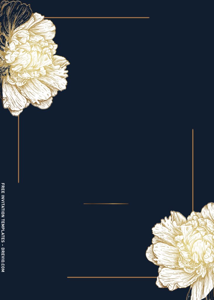 9+ Elegant Gold Floral Outline Invitation Templates with white and gold garden roses