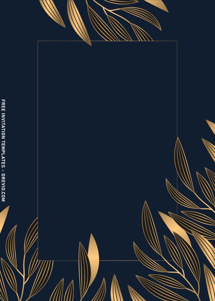 9+ Elegant Gold Floral Outline Invitation Templates with gold leaf