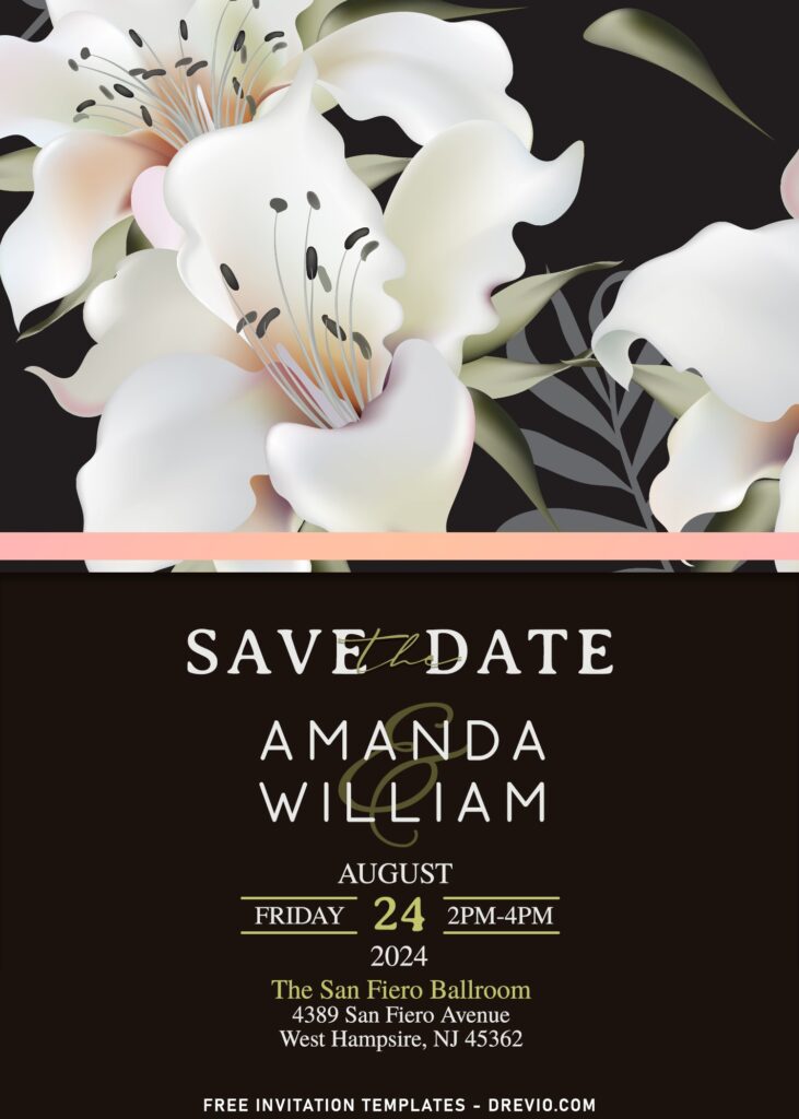 9+ Modern Lily Flower Wedding Invitation Templates