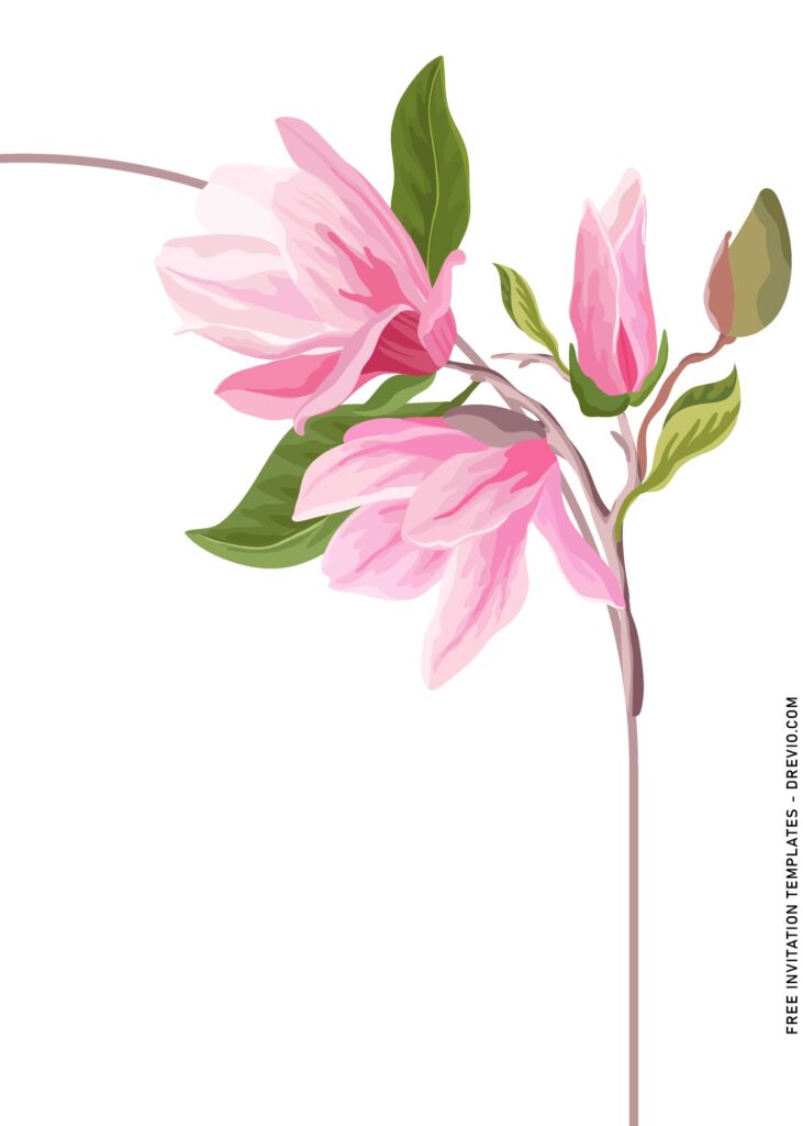 9+ Modern Magnolia Arch Floral Wedding Invitation Templates with beautiful blush pink magnolia