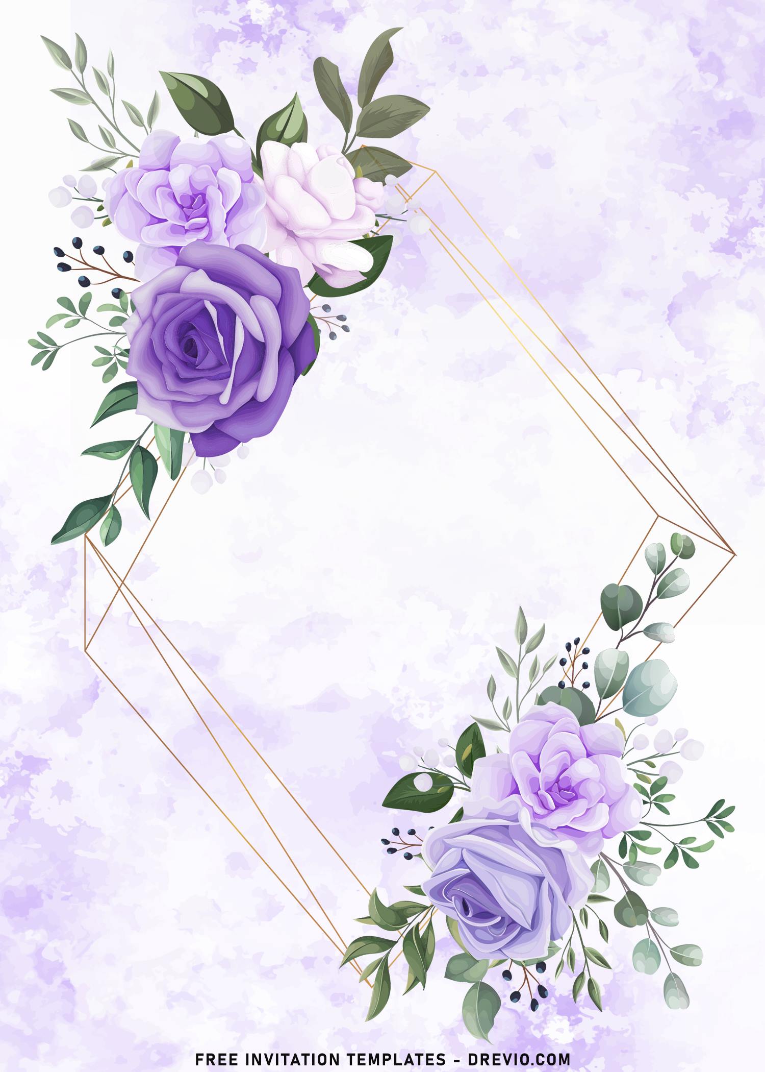 Purple Floral F Download Hundreds FREE PRINTABLE Birthday Invitation