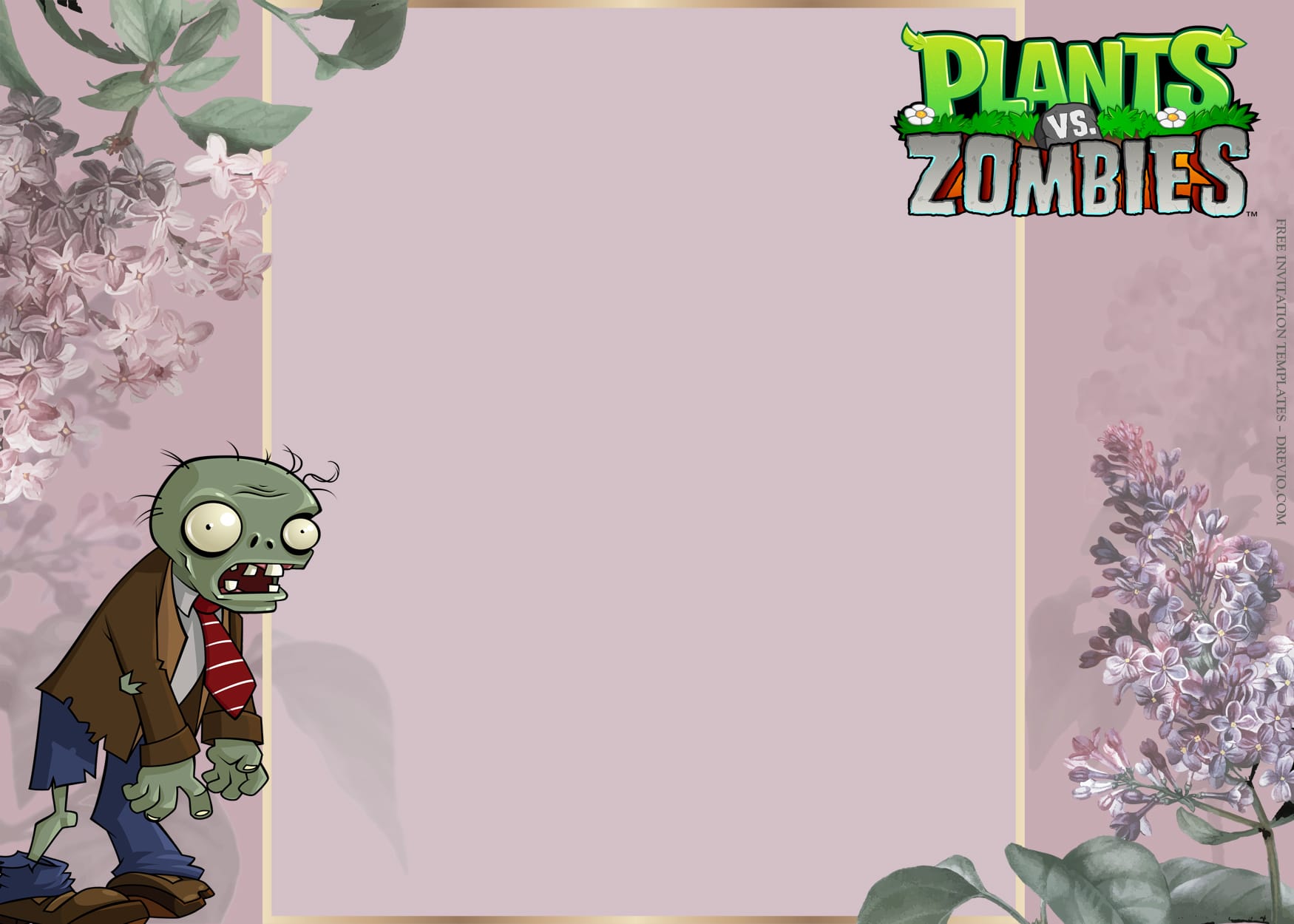 10+ Plants Vs Zombies Roll Out Birthday Invitation Templates Type Eight