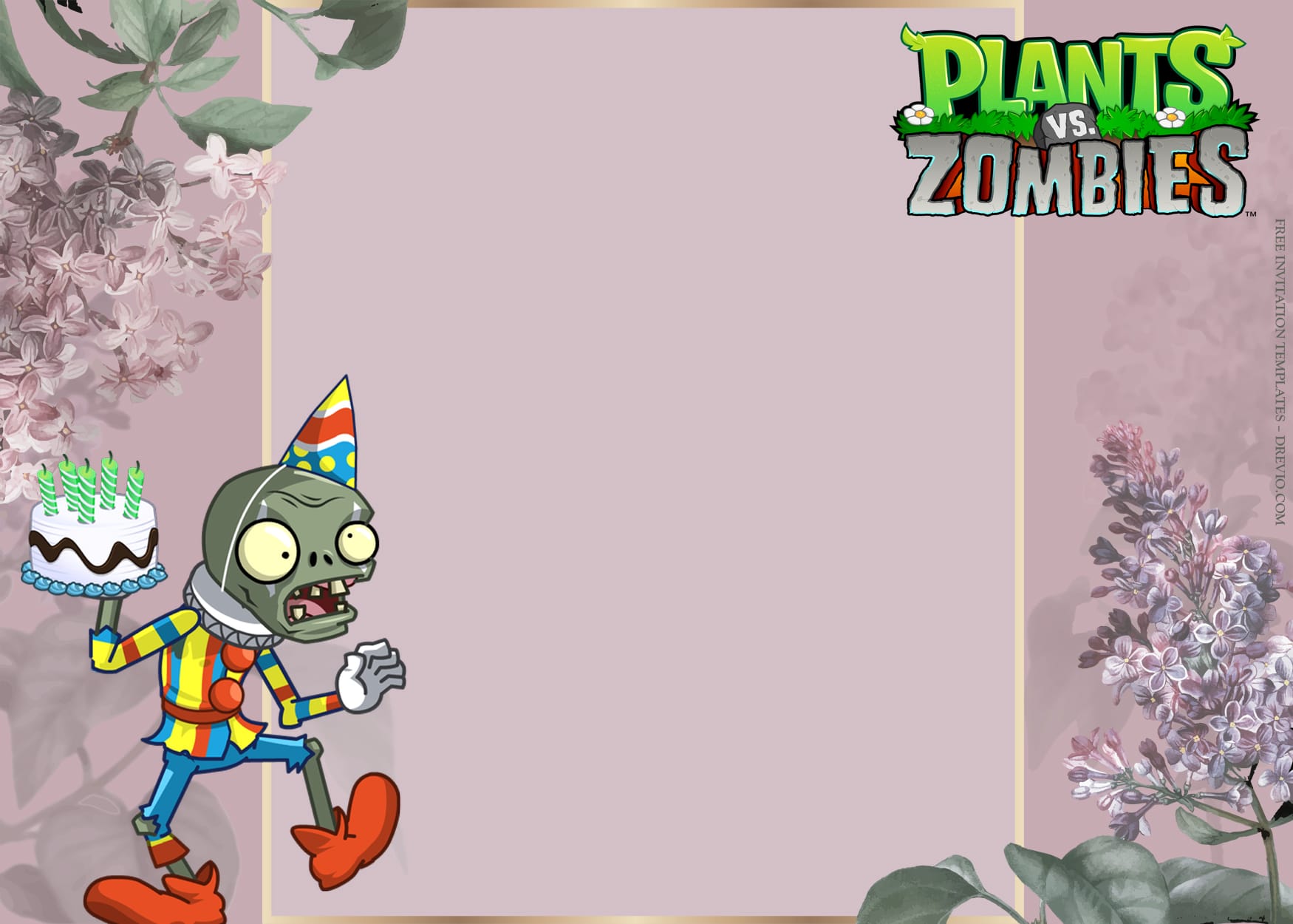 10+ Plants Vs Zombies Roll Out Birthday Invitation Templates Type Five