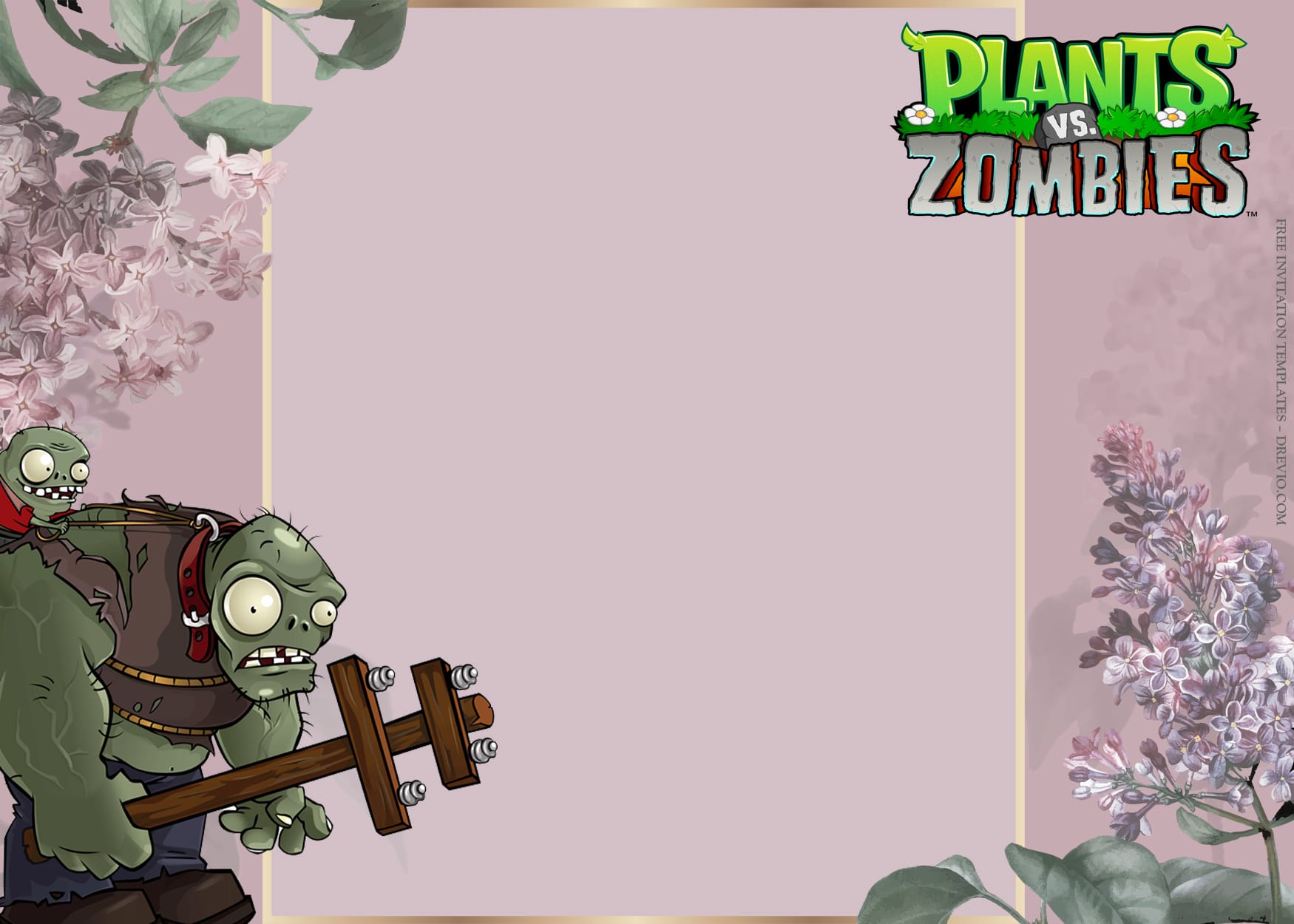 10+ Plants Vs Zombies Roll Out Birthday Invitation Templates Type Nine