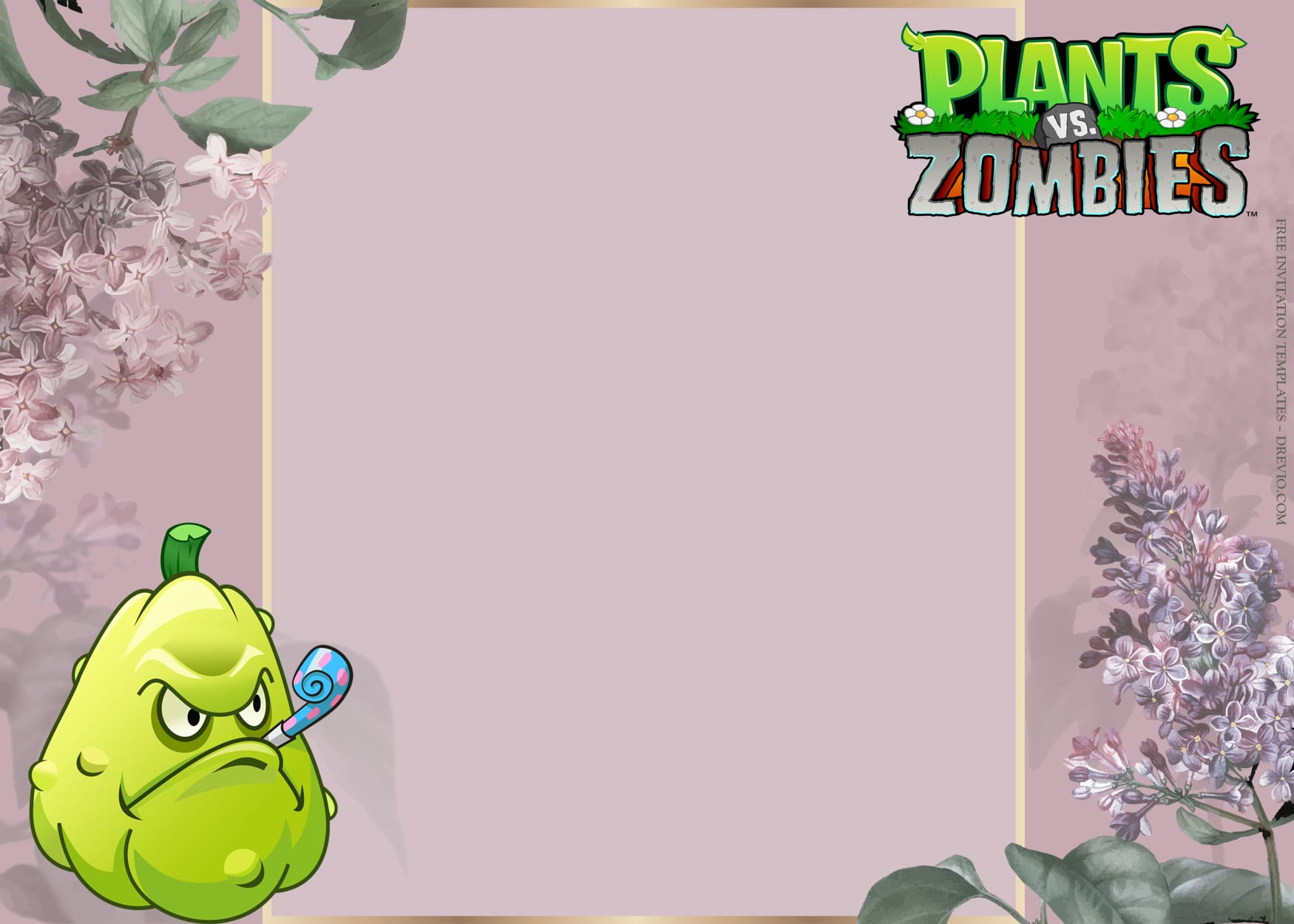 10+ Plants Vs Zombies Roll Out Birthday Invitation Templates Type Two