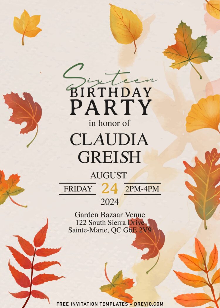 11+ Watercolor Foliage Summer Picnic Birthday Invitation Templates ...