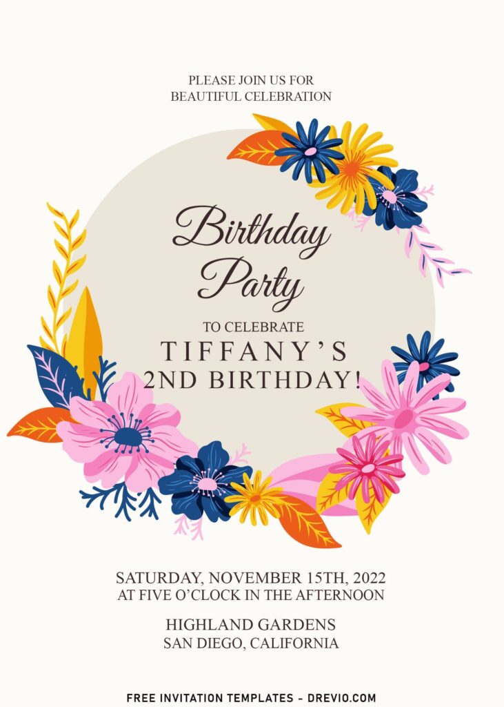 11+ Colorful Floral Frame Birthday Invitation Templates