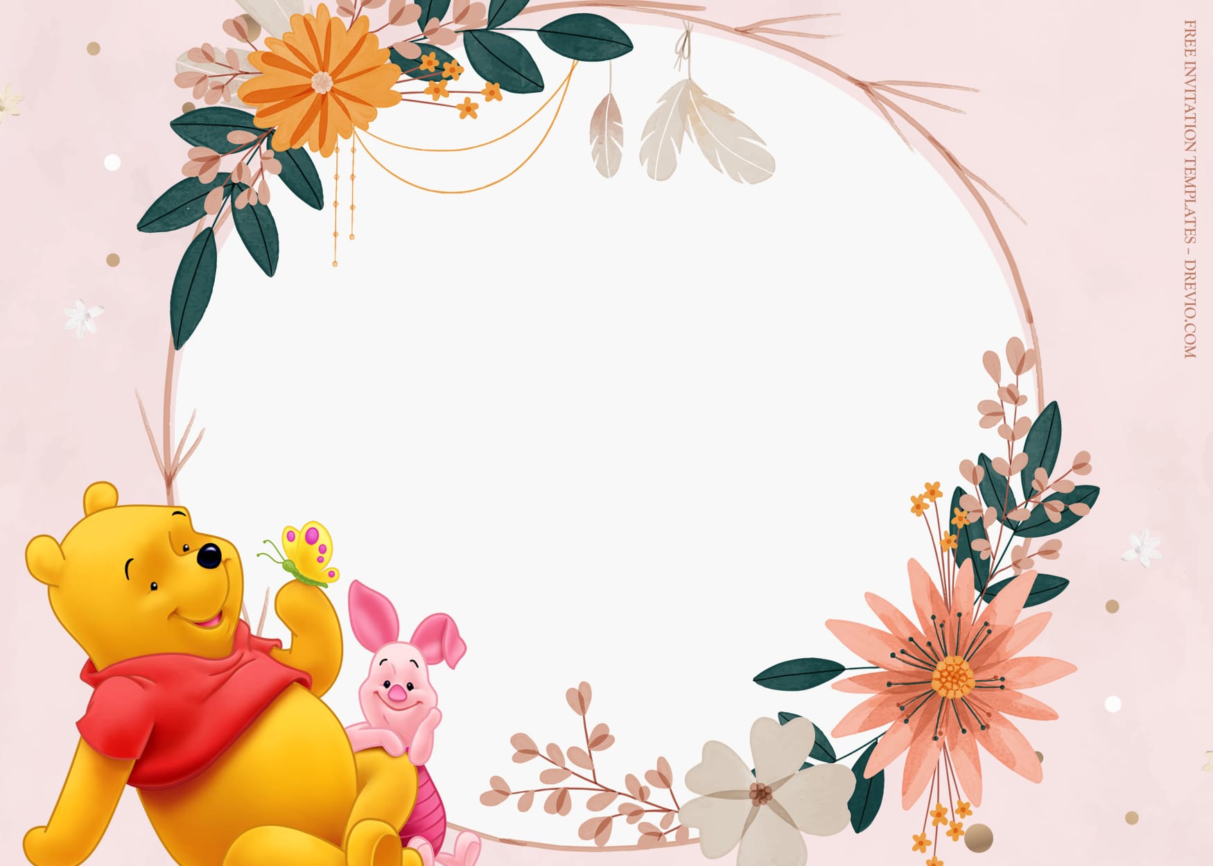 11+ Piglet And Winnie Sweet Floral Birthday Invitation Templates Type Six