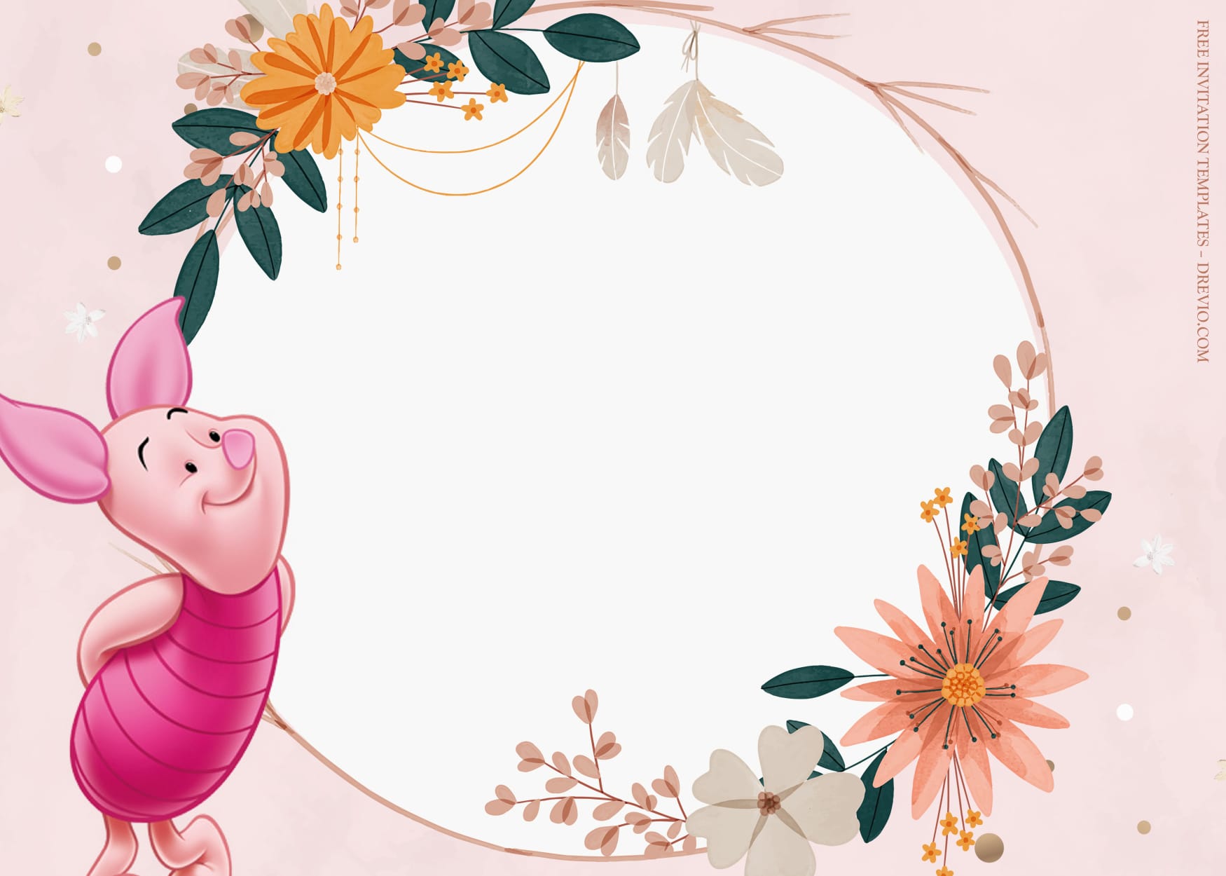 11+ Piglet And Winnie Sweet Floral Birthday Invitation Templates Type Ten