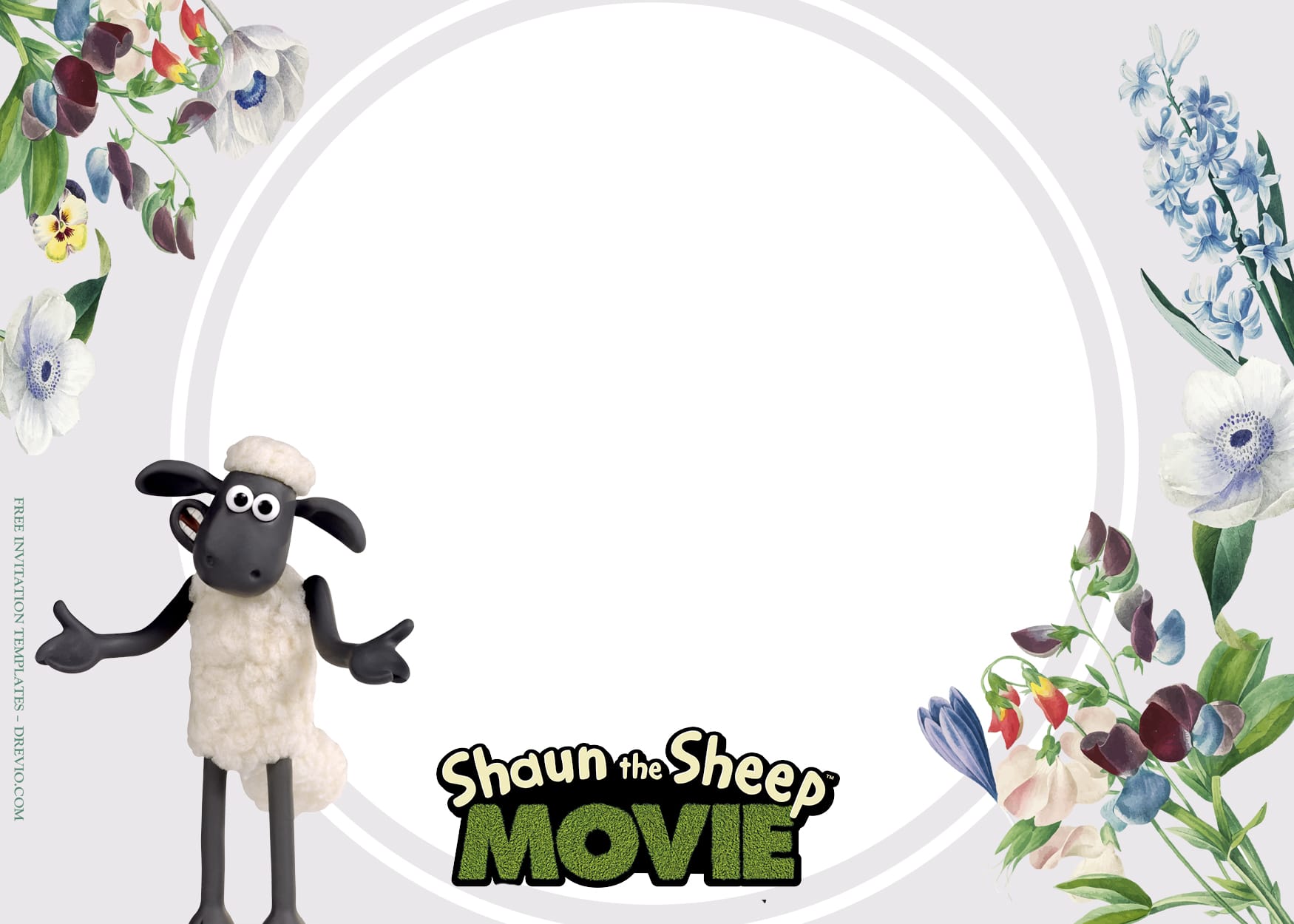 YOU PRINT AND SAVE Personalised Shaun the Sheep Birthday Party Invitation 