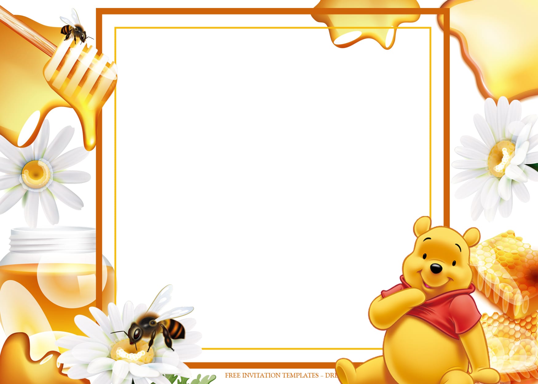 12+ Honey Center With Winnie The Pooh Birthday Invitation Templates Type Eleven
