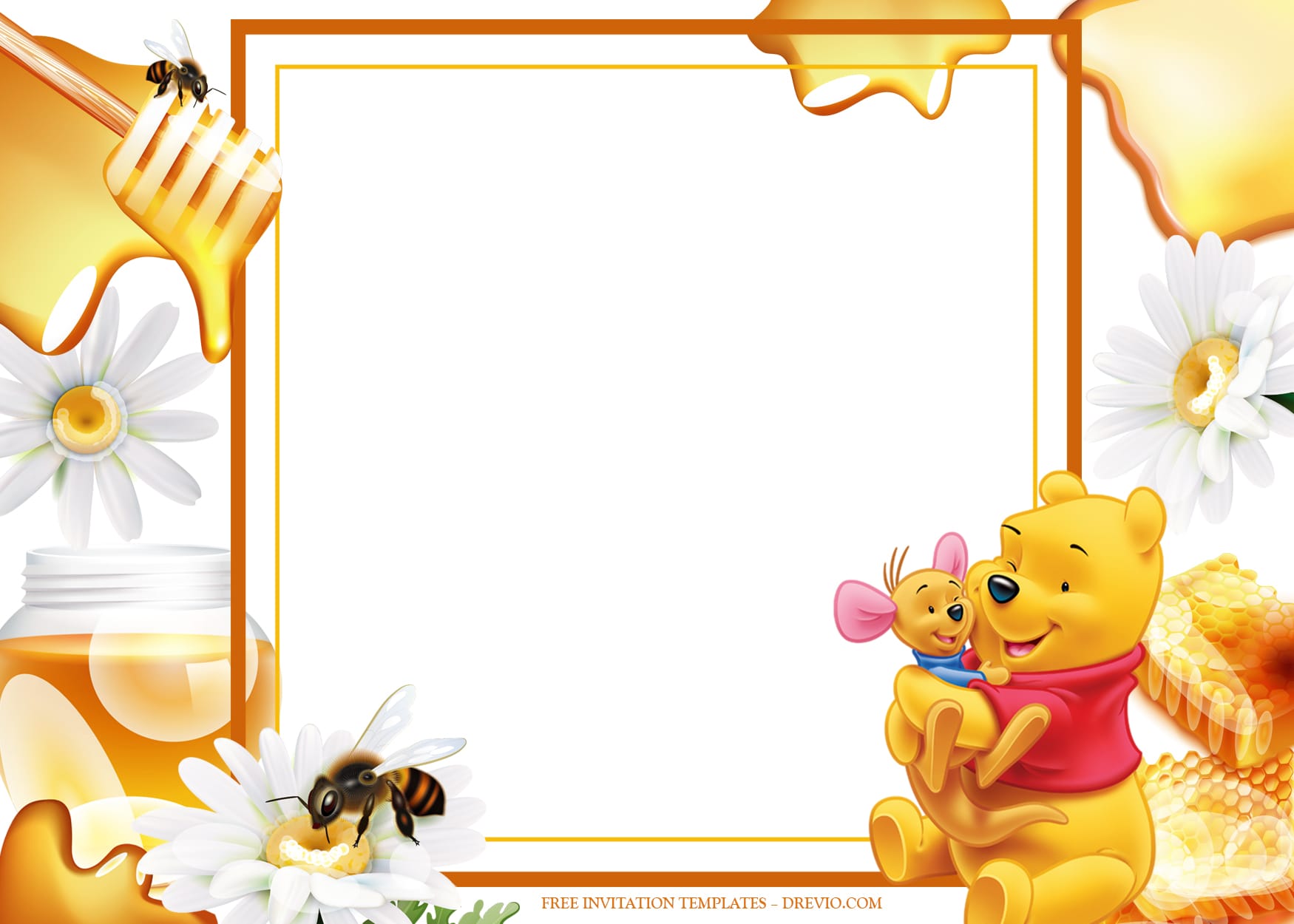 12+ Honey Center With Winnie The Pooh Birthday Invitation Templates Type Nine