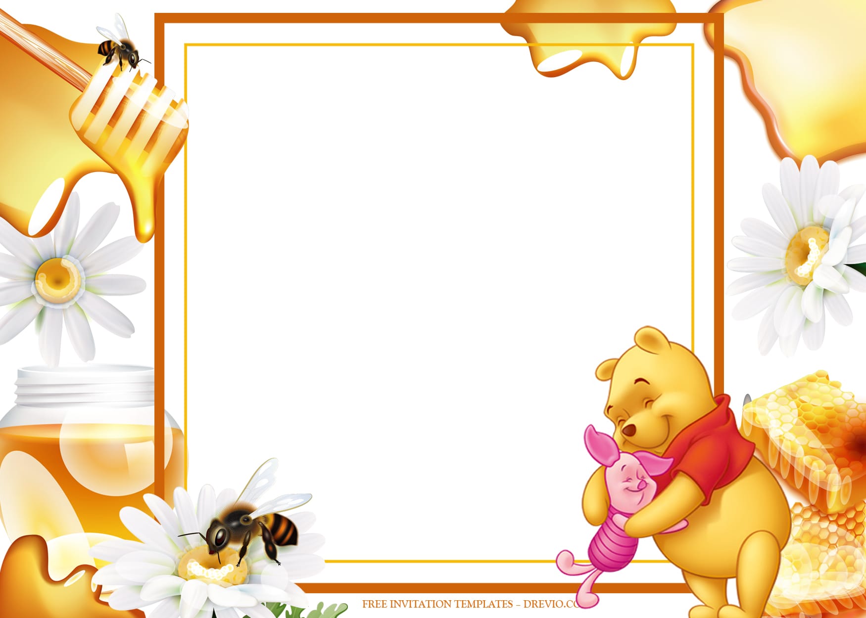 12+ Honey Center With Winnie The Pooh Birthday Invitation Templates Type Seven