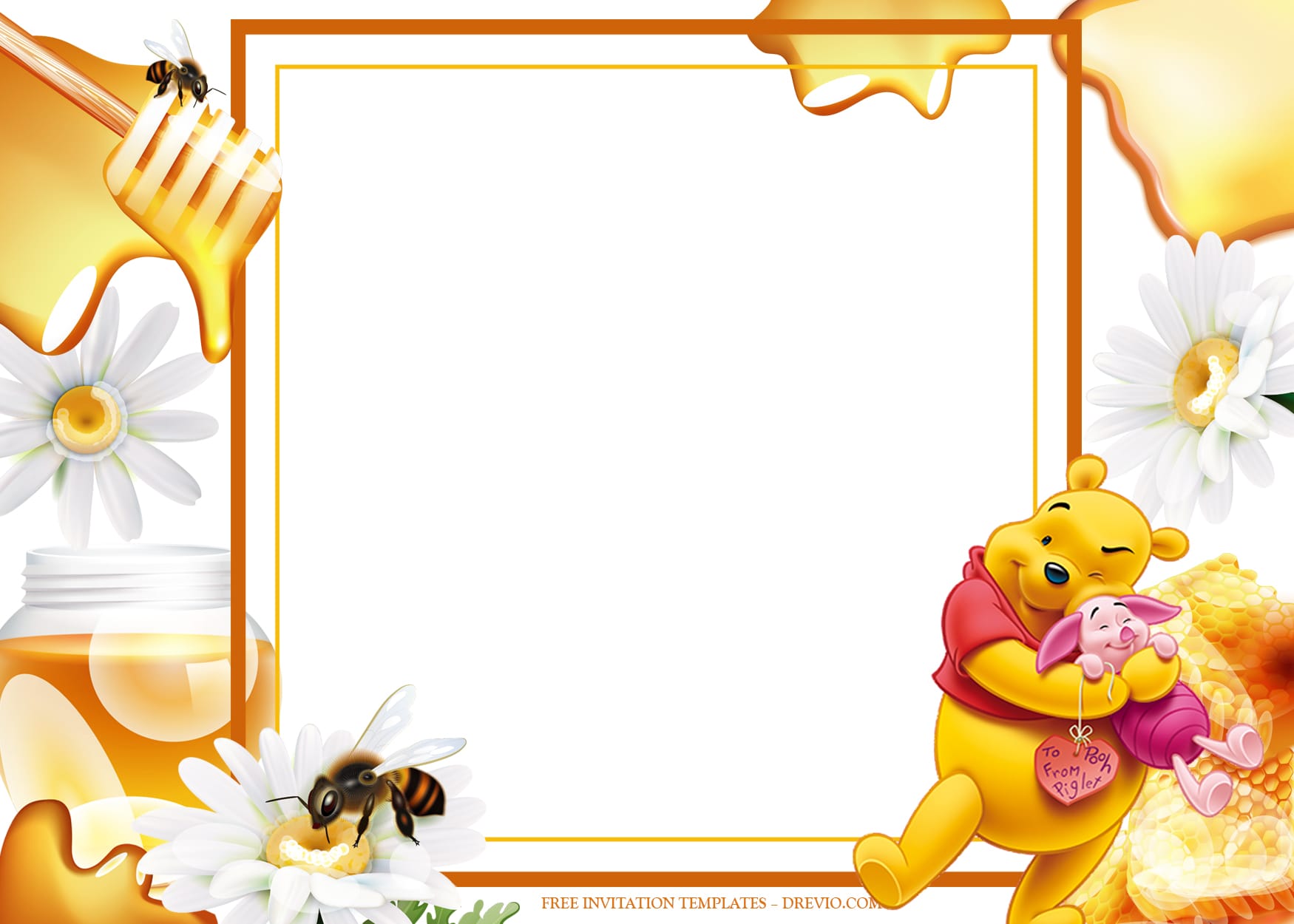 12+ Honey Center With Winnie The Pooh Birthday Invitation Templates Type Six