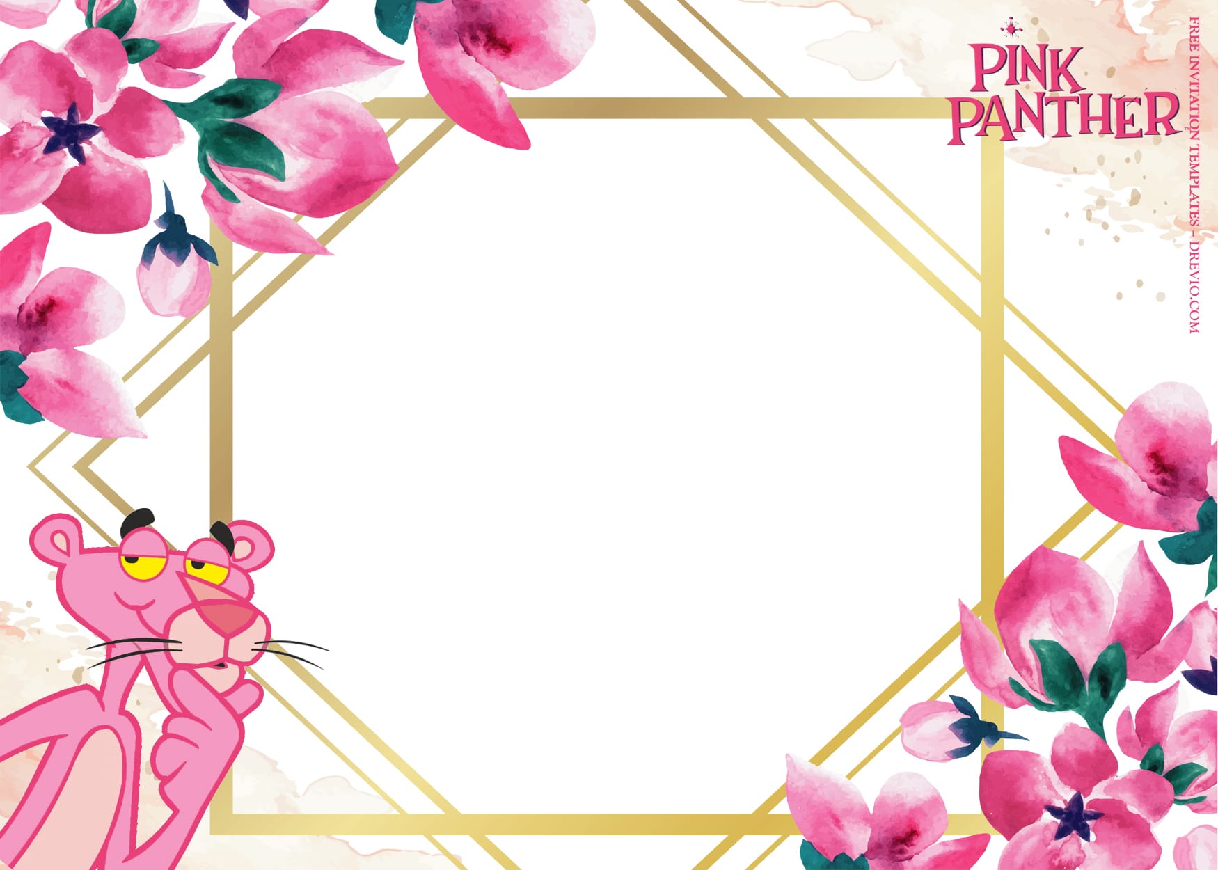 12+ Pink Panther Romance Bash Birthday Invitation Templates Type Five
