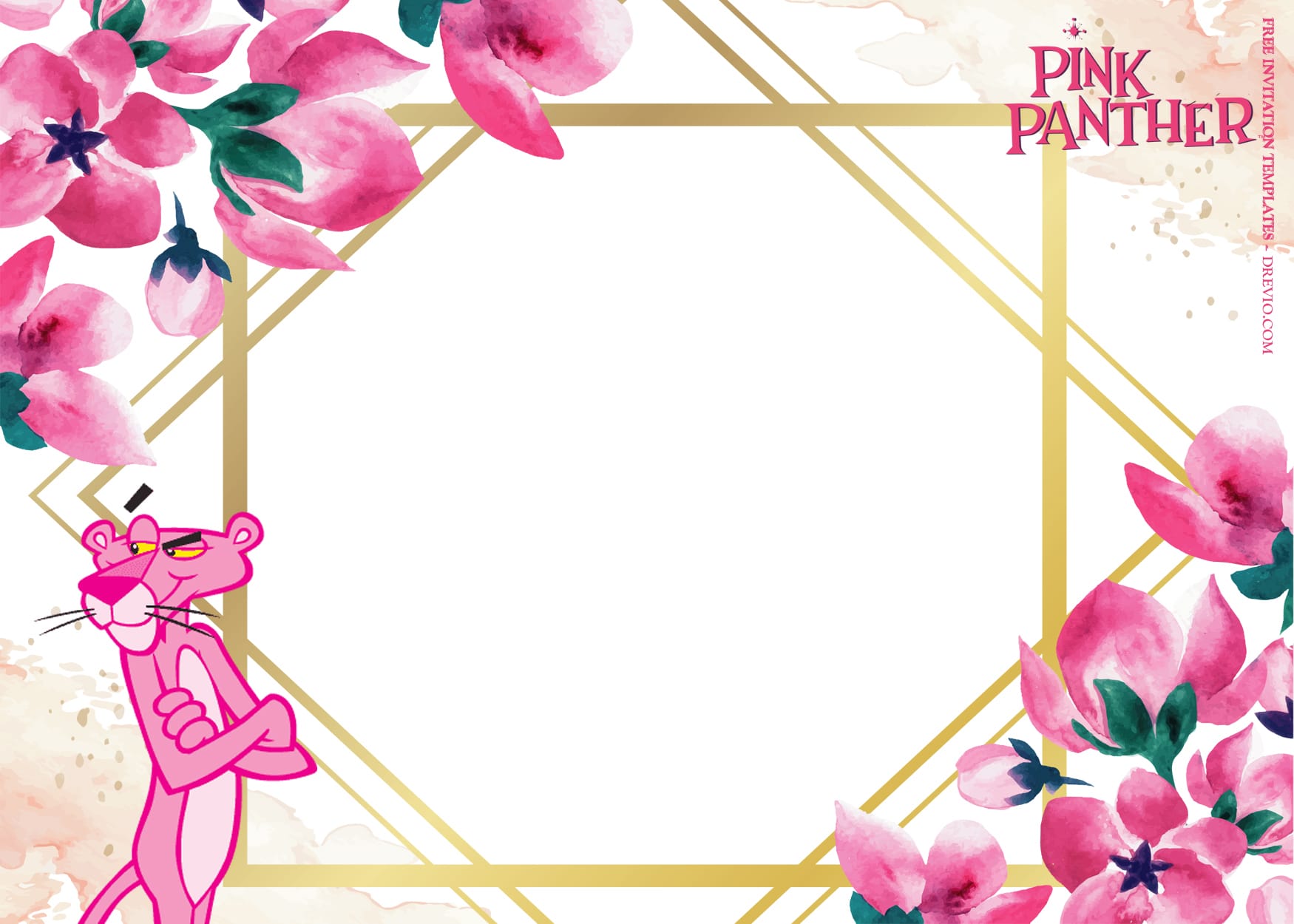 12+ Pink Panther Romance Bash Birthday Invitation Templates Type Nine