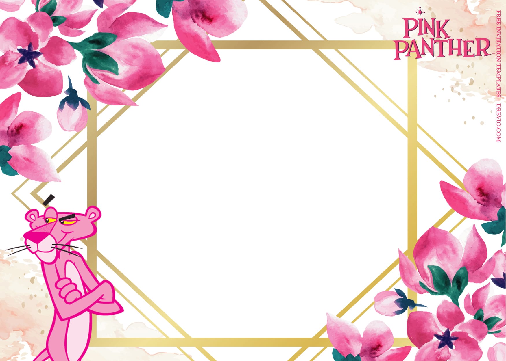 12+ Pink Panther Romance Bash Birthday Invitation Templates Type One