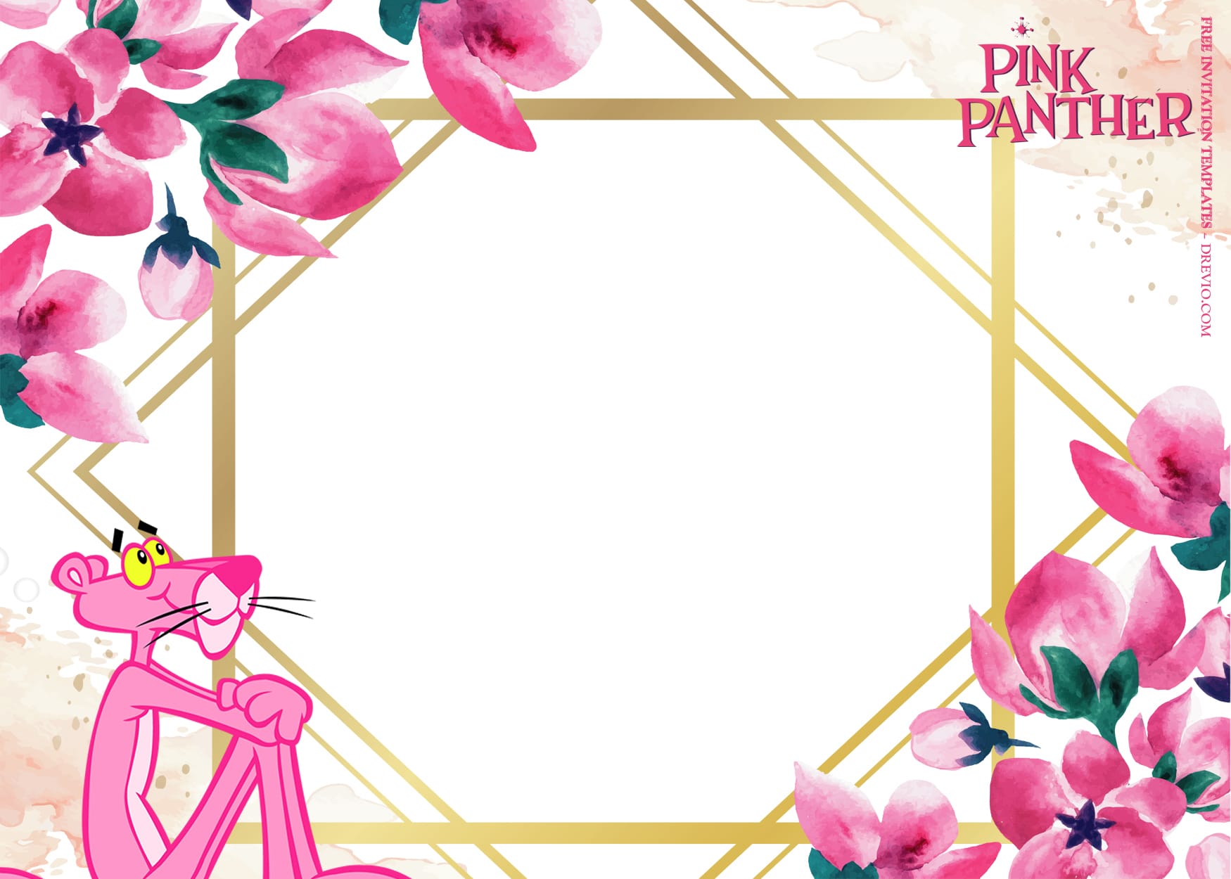 12+ Pink Panther Romance Bash Birthday Invitation Templates Type Seven
